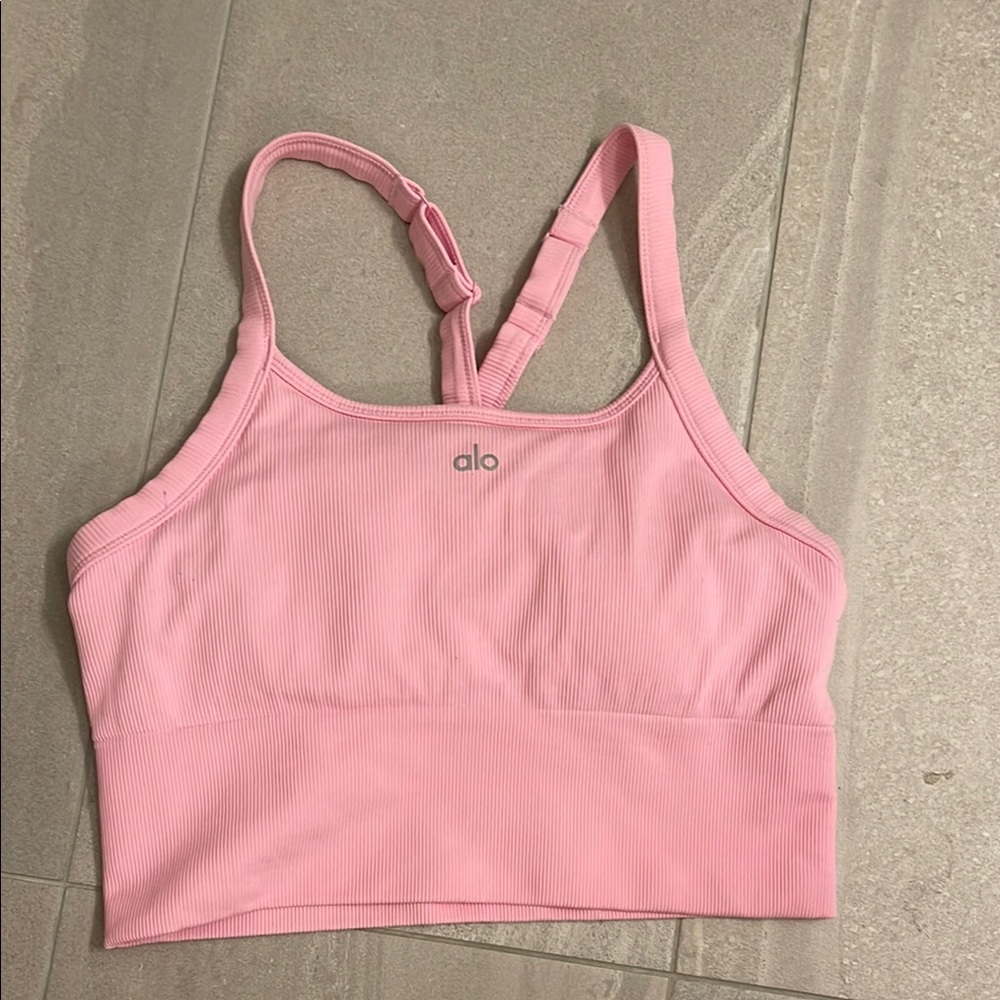 Alo seamless ribbed favorite bra tank in sweet pink quartz new